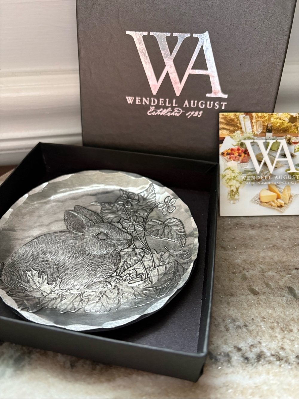 Wendell August Pewter Bunny Decorative Trinket Dish
